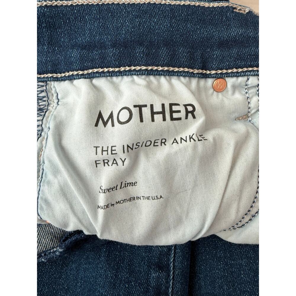 MOTHER Insider Ankle Fray Sweet Lime Dark Wash Cropped Jeans size 28 EUC - Picture 11 of 14